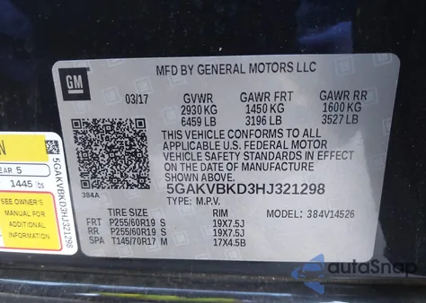 2017 Buick Enclave Leather from USA, damaged, VIN 5GAKVBKD3HJ321298